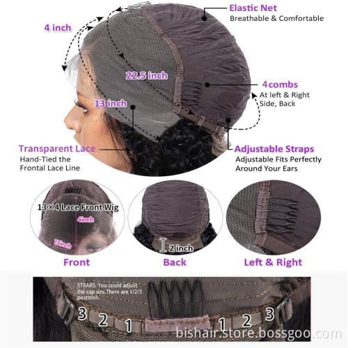 30" Deep Wave Front Lace Wig Curly Real Human Hair Wig Real Human Hair Lace Front Wig 180% Density Suitable for Women Offer